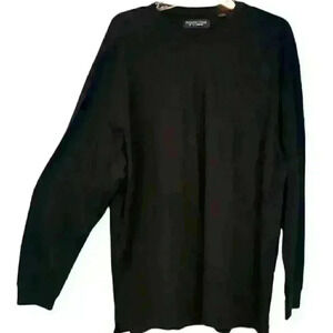 ROUNDTREE & YORKE Mens BLACK Sweater Shirt Lightweight STRETCH Ribbed size Lg